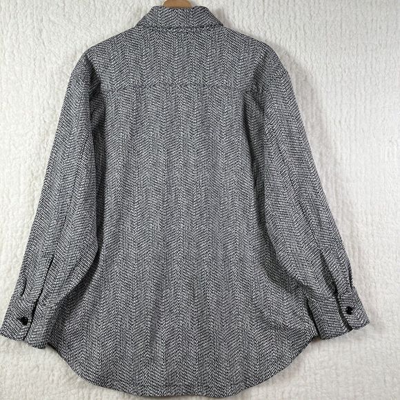 ATHLETA Black White Braiden Textured Button Down Shirt Jacket Shacket Sz Medium - Picture 2 of 14